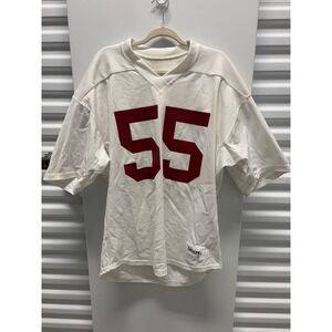 Vintage DeLong Football Jersey Mens 48 White Red Number 55 Mesh Good